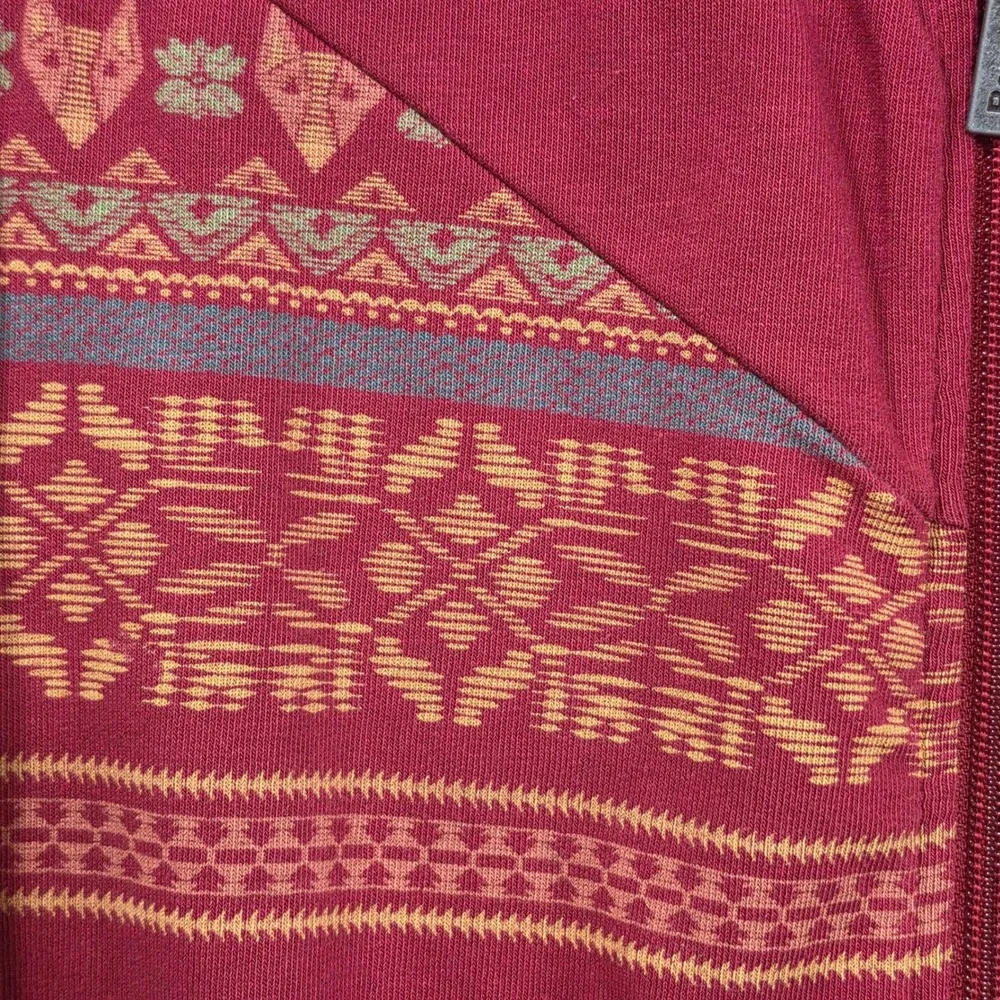Bench Full Zip Sweatshirt Womens Small Burgundy Good Fair Isle Fox Logo Pockets